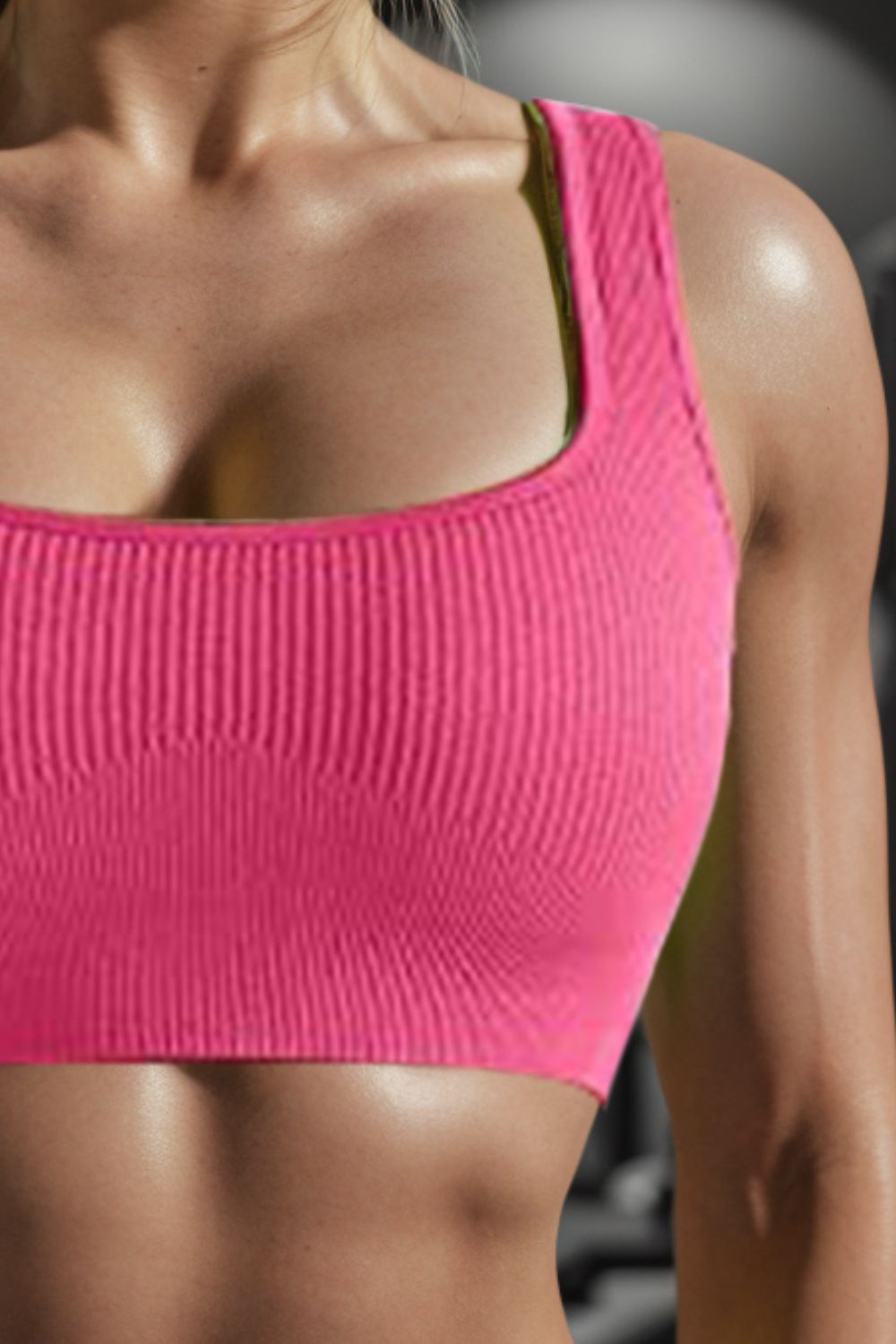 Square Neck Wide Strap Active Bra