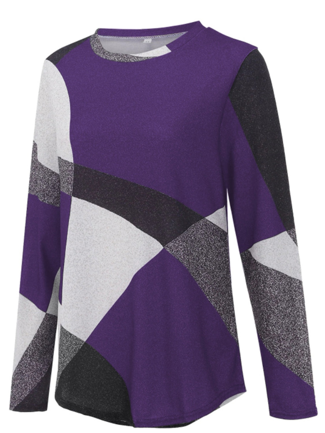 Geometric Round Neck Long Sleeve T-Shirt