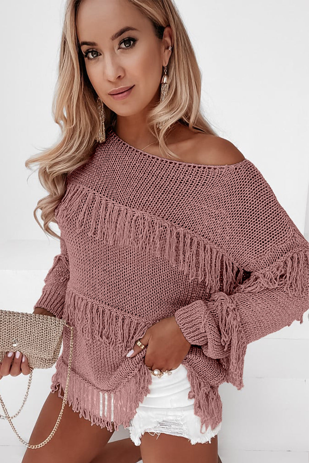 Fringe Detail Long Sleeve Sweater