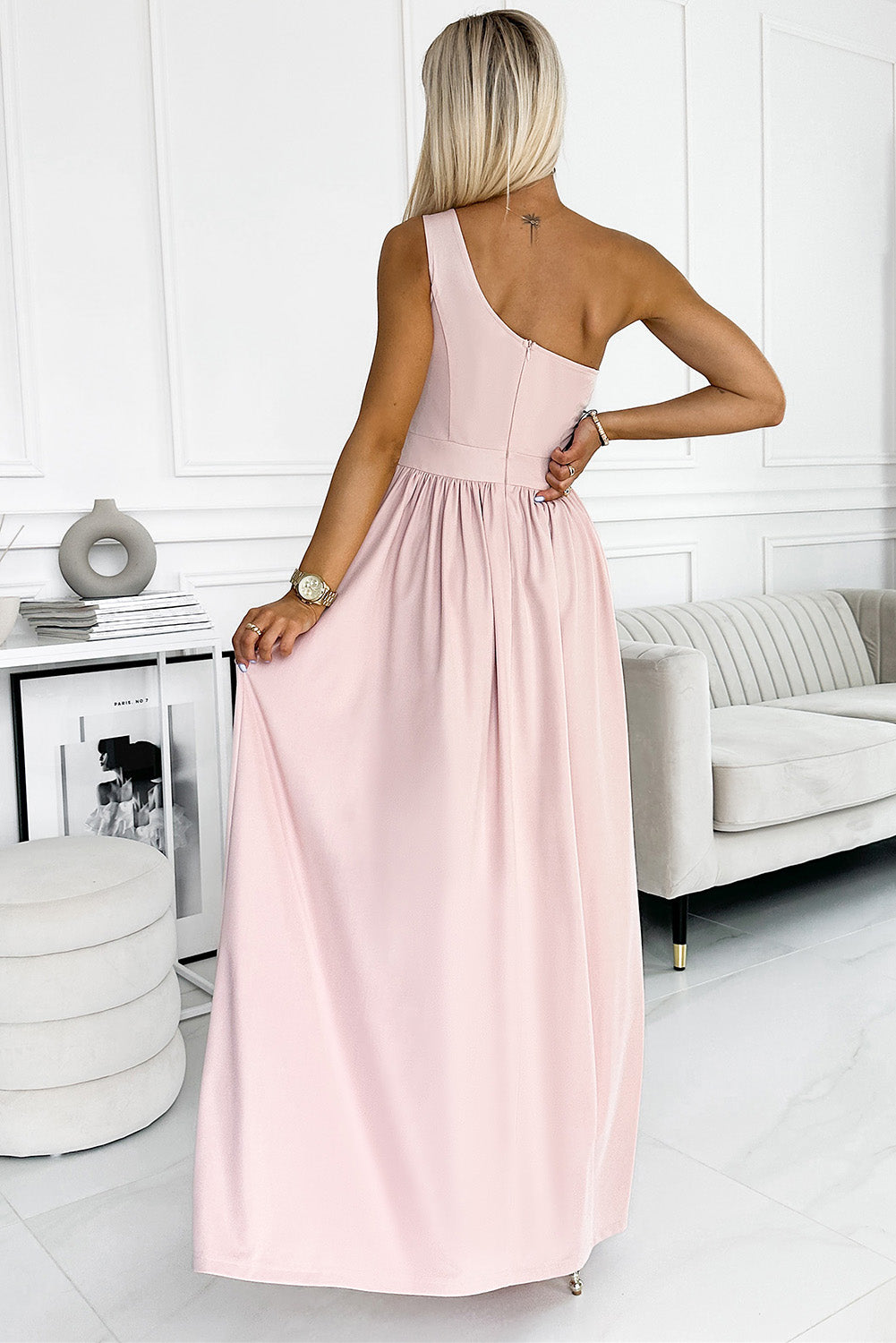 One-Shoulder Slit Maxi Dress